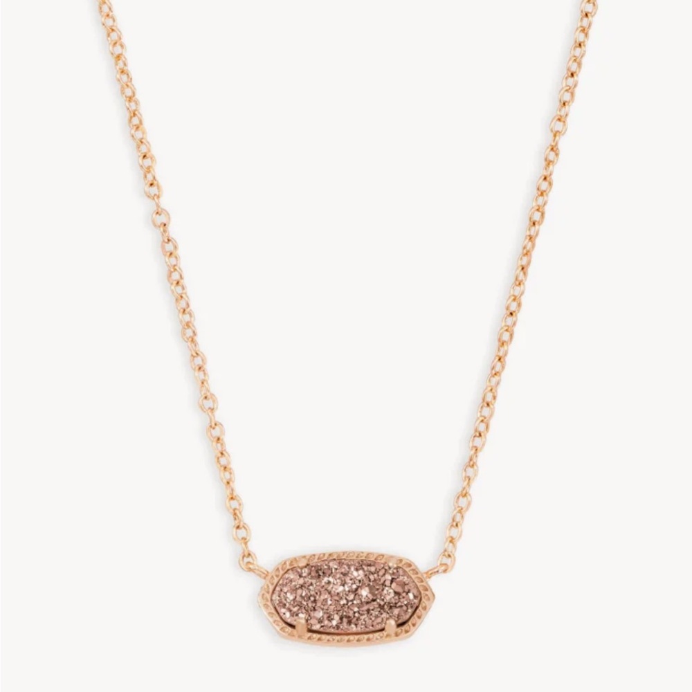 Kendra Scott Elisa Rose Gold Pendant Necklace in Rose Gold Drusy